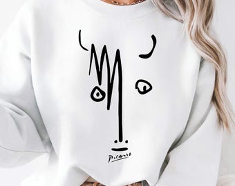 Picasso Bull Sweatshirt: Minimalist Line Art, Spanish Modern Art
