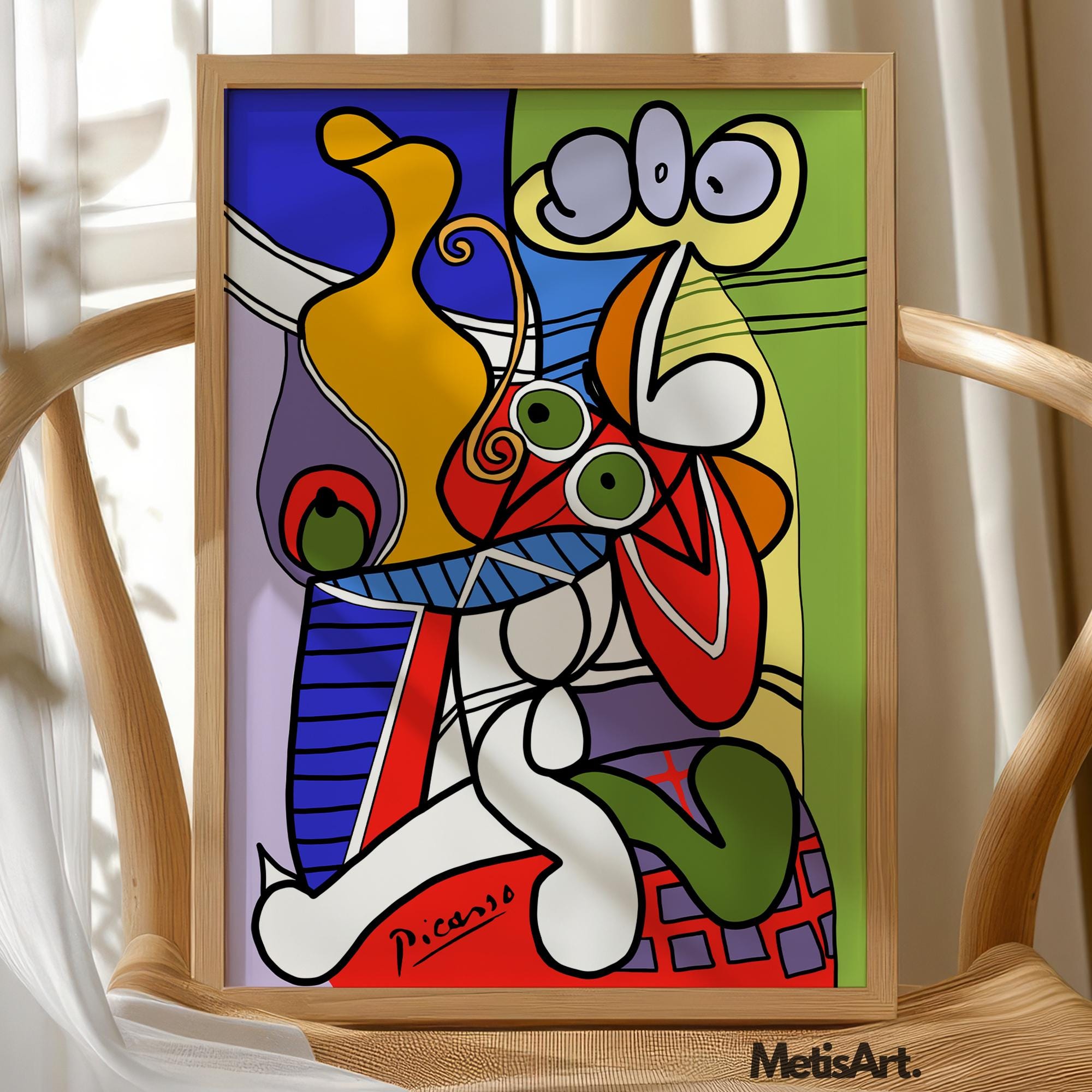 Picasso Cubist Art Print - Colorful Abstract Poster for Modern