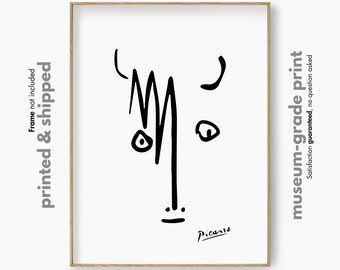 Picasso Bull Line Art Print, Pablo Picasso Animal Poster, Picasso Sketch Wall Art, Minimalist Bull Line Art, Picasso Exhibition Poster