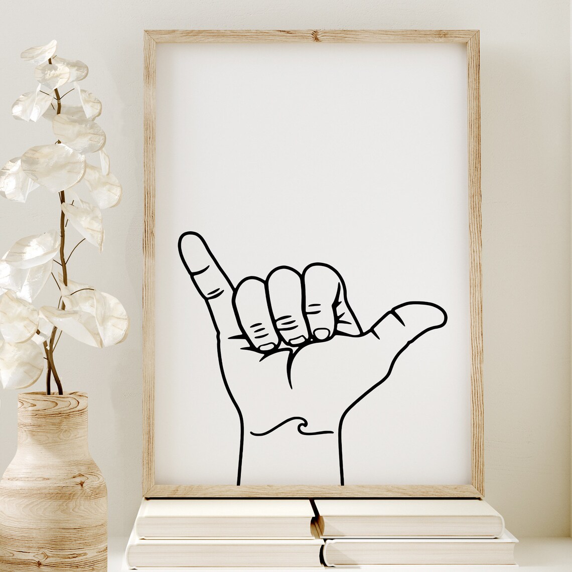 Shaka Hand Line Drawing Shaka Sign Art Print Hand Line Art Etsy