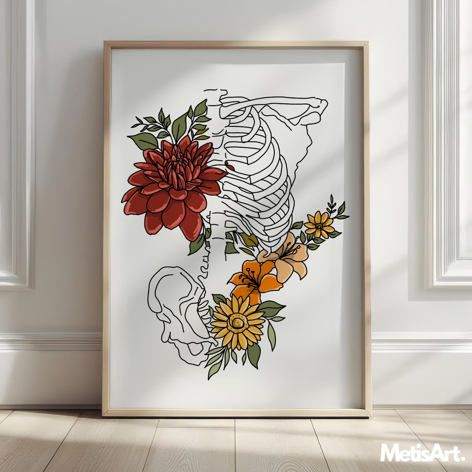 Floral Rib Cage Anatomy Art Print: Medical Decor - Etsy