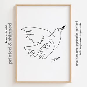 Picasso Dove of Peace Poster, Picasso Dove Art Print, Picasso Animal Wall Art, Picasso Dove Sketch, Exhibition Poster, Minimalist Dove Art