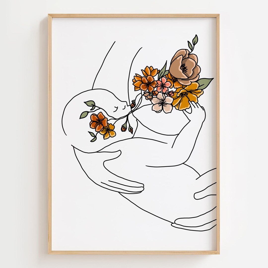Breastfeeding in Poppy Field Print 27 x 19cm