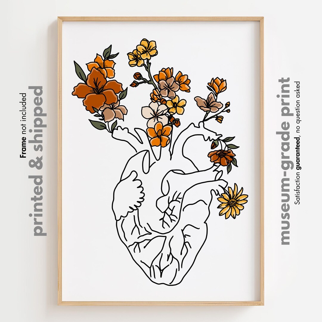 Floral Heart Anatomy Art Print: Doctor's Office Wall Decor - Etsy