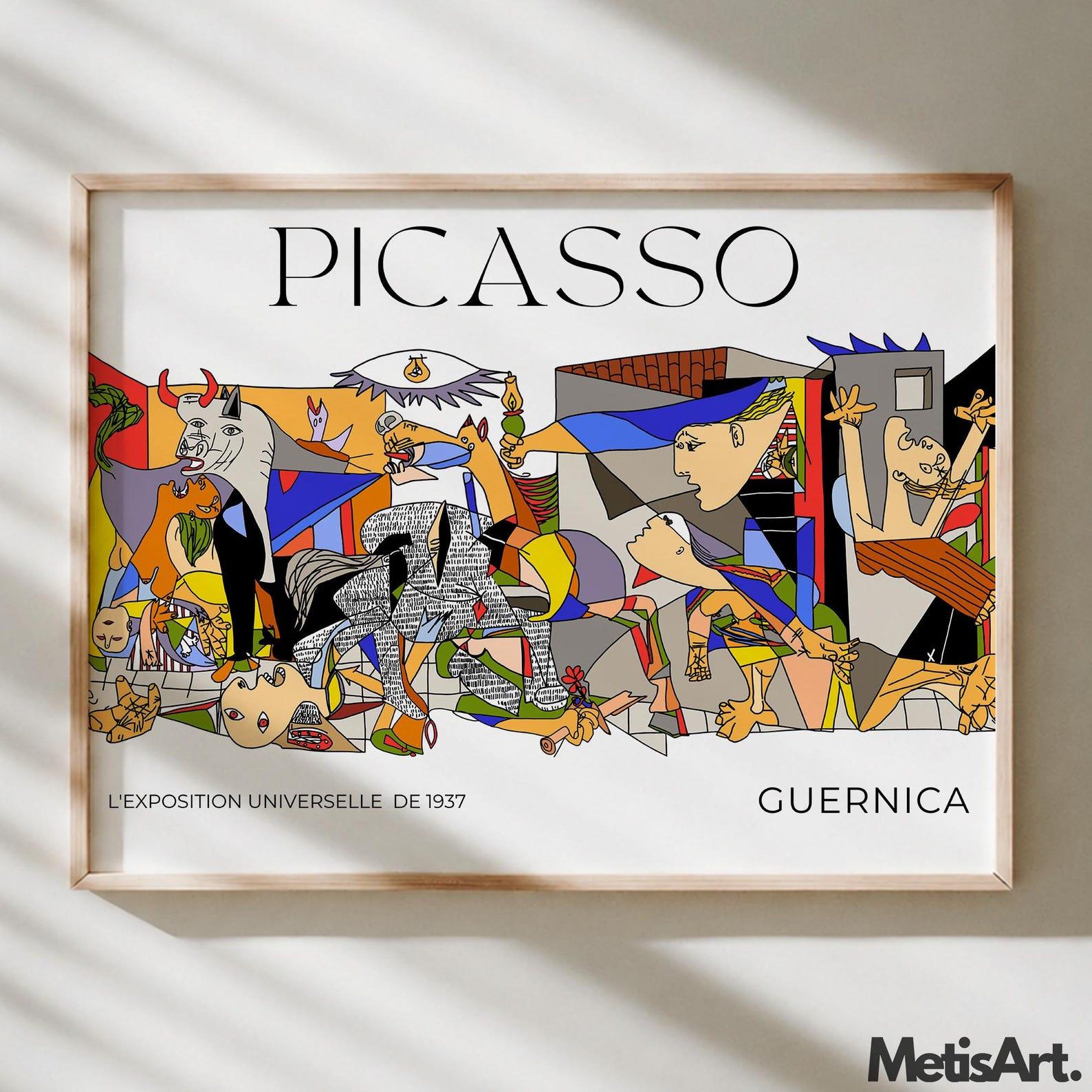 Colorful Picasso Guernica Art Print - Cubist Exhibition Poster