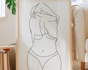 Curvy Woman Line Art Print - Body Positive Wall Decor - Grote maten figuurposter