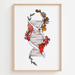 Floral DNA Wall Art, DNA Tree Poster, Genetics Wall Art, Biology Wall Decor, DNA Strand Print, Science Laboratory Decor, Chemistry Art Print