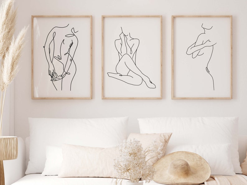 Minimalist Abstract Woman Line Art - Female Figure Gallery Wall Decor ...