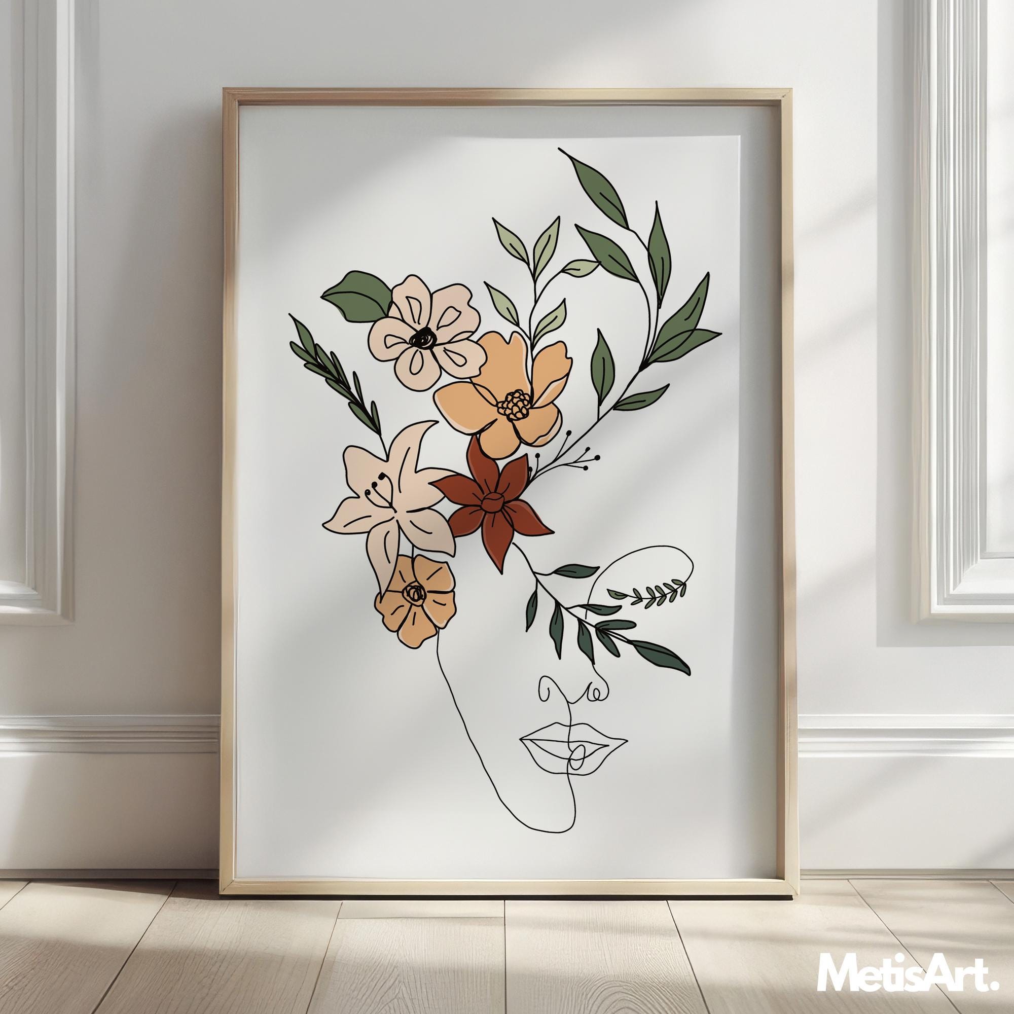 Floral Woman Line Art Print: Abstract Minimalist Drawing - Etsy