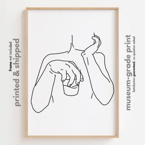 Whiskyman Art Print, man die whisky drinkt, barwagen poster, alcohol kunst aan de muur, cadeau voor whiskyliefhebbers, bourbon zeer fijne tekeningen, cocktailposter