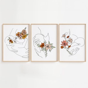 Neugeborenen Geschenk, Schwangerschaft Wandkunst, Baby Nursery Line Art Set, Hebamme Poster, Geburtshaus Wandkunst, neue Mutter Geschenk