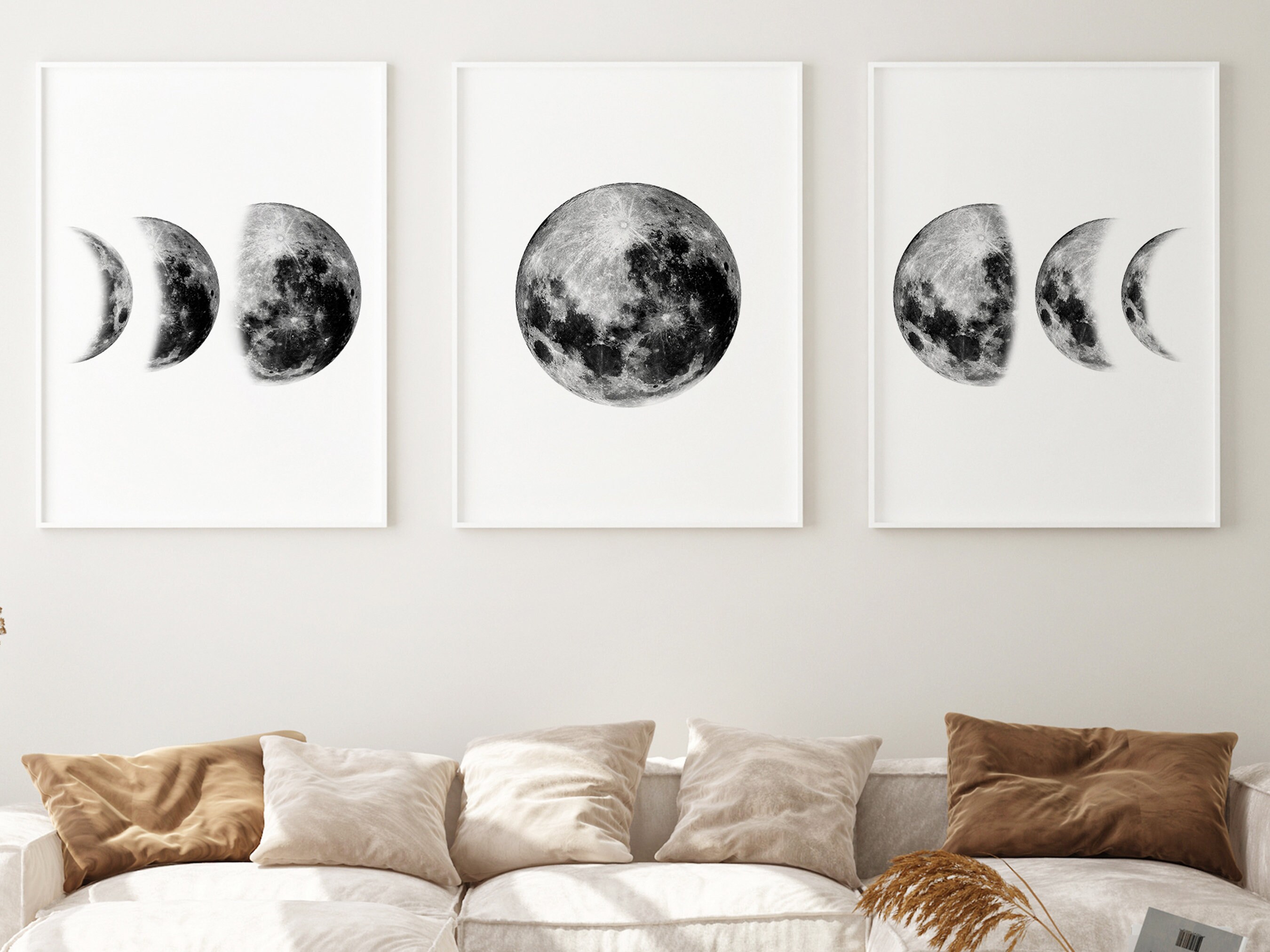 Moon Phases Print Set Celestial Moon Art Modern Boho Poster - Etsy