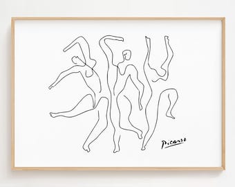 Picasso Dance Line Art Print: Modern Scandinavian Wall Art (Digital Download)