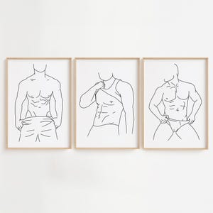 Minimalistisches Gay Line Art Set, Gay Wandkunst, nackte Männer Kunstdruck, Linie männlicher Körper Poster, Gay Paar Poster, Gay Wanddekor, Gay Kunstwerk