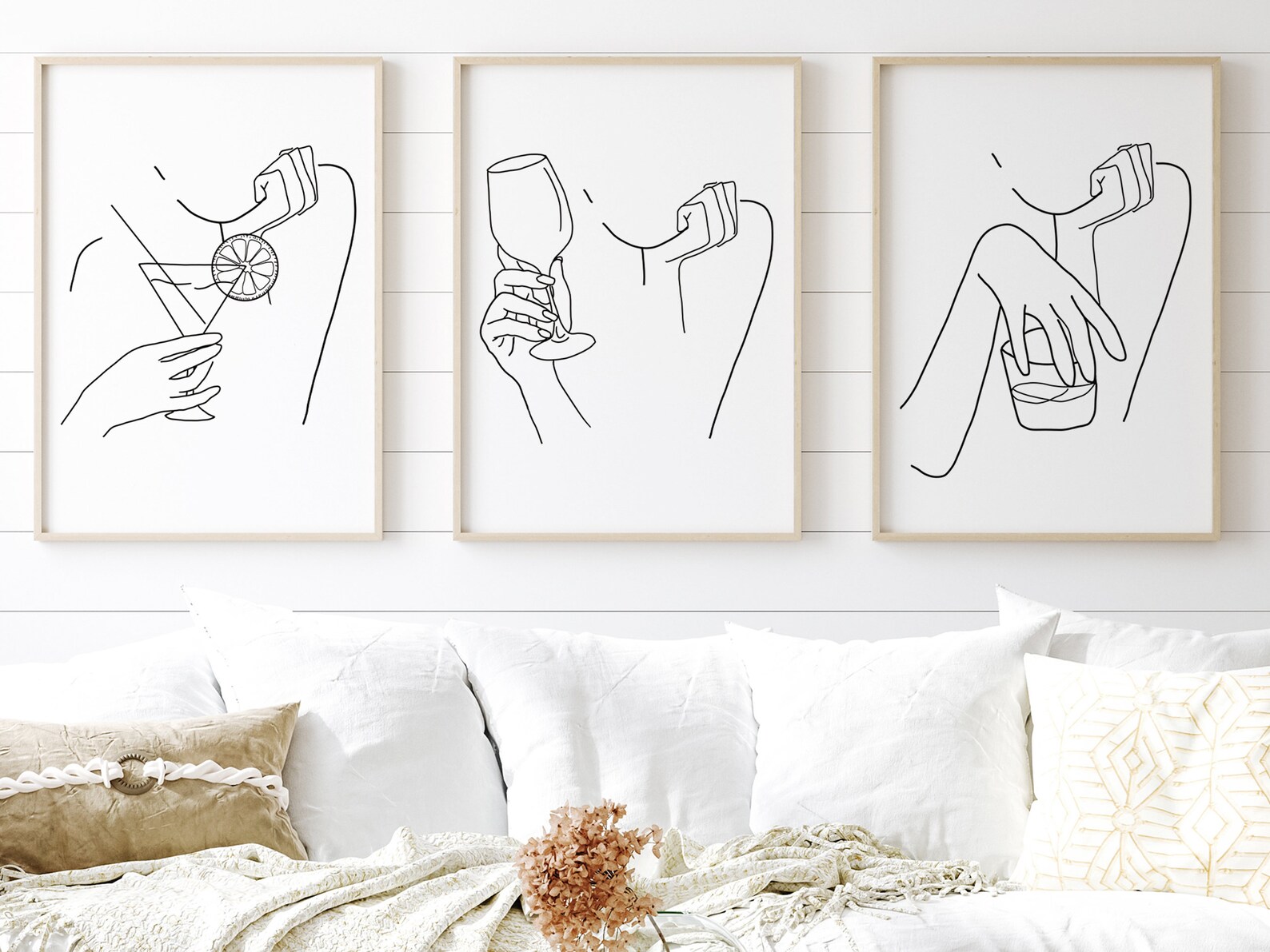Minimalist Alcohol Line Art Print Set Bar Gallery Wall Art - Etsy