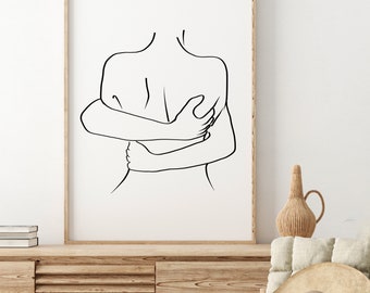 Romantic Woman Line Art Peach Line Drawings Feminine Art Print/Poster - Bed  Bath & Beyond - 34885714