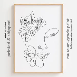 Abstrakte Frau Blumen Linie Art Print, weibliches Gesicht Wand, Kunst-Dekor, Boho Frau Gesicht Kunstdruck, Line Zeichnung Poster, weibliches Gesicht Illustration