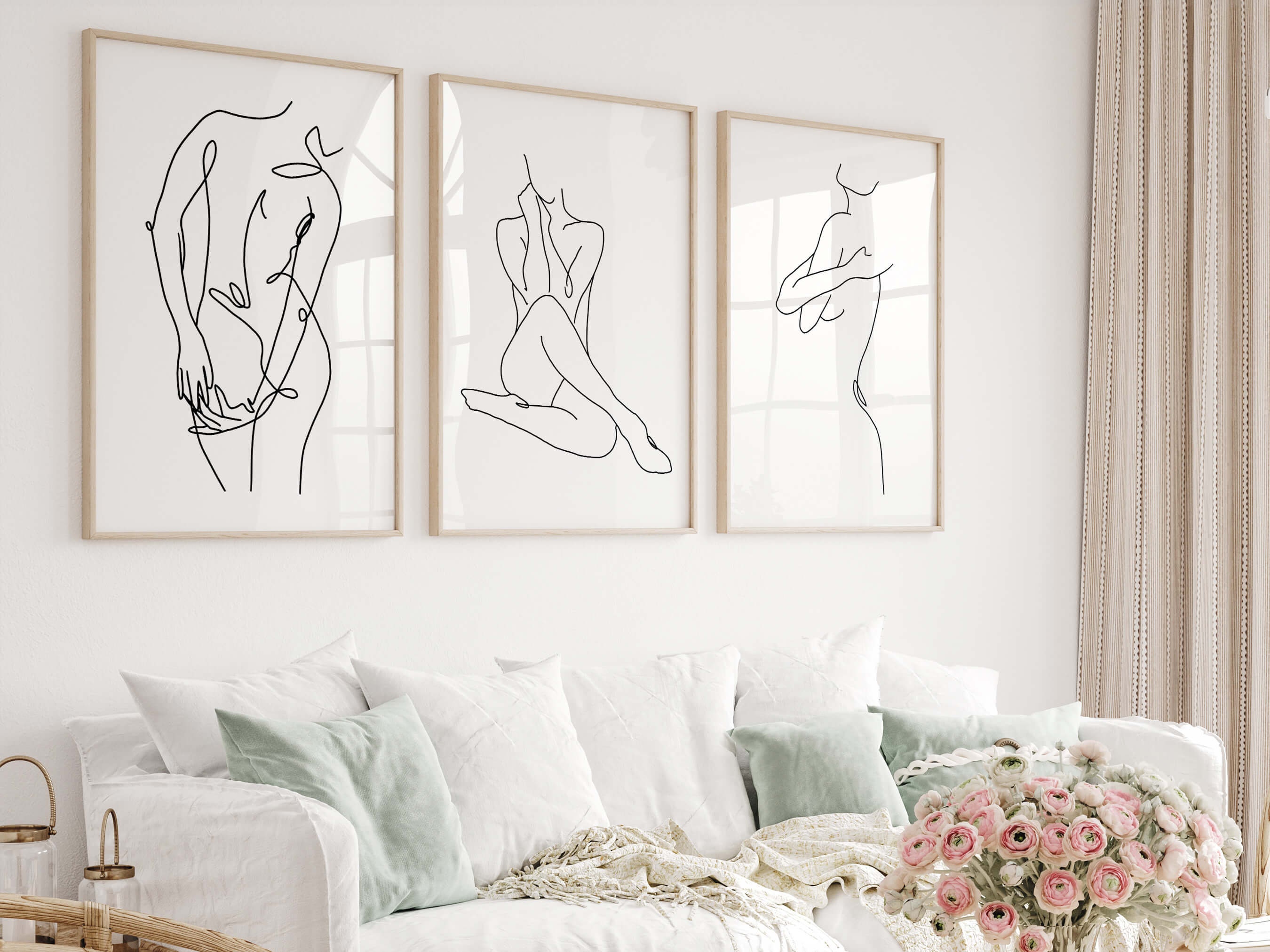 Minimalist Abstract Woman Line Art - Female Figure Gallery Wall Decor ...