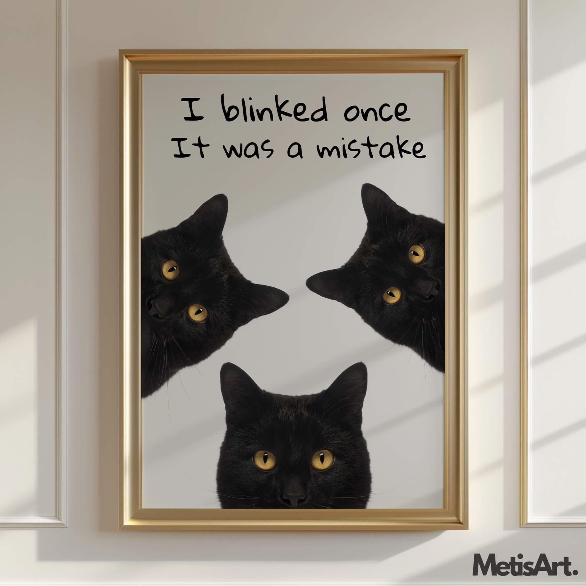 Funny Black Cat Art Print: Humorous Feline Home Decor - Etsy