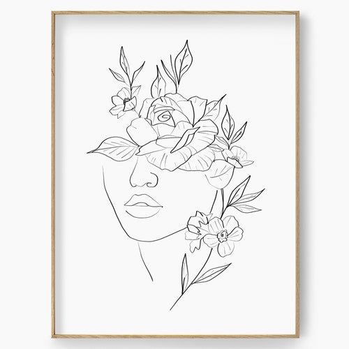 Head of Flowers Flower Head Print PRINTABLE WALL ART Modern Etsy