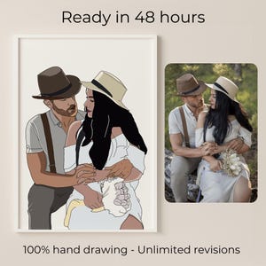 Custom Couple Portrait Gift, Personalized Art, Valentine's Day Gift, Original Romantic Gift, Anniversary Custom Gift, Digital Illustration