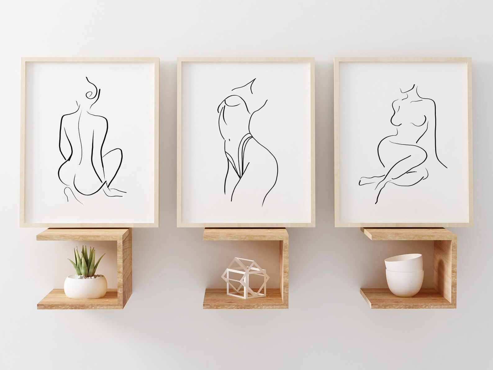 Nude Woman Line Art Set of 3 Prints Line Drawing Wall Art - Etsy