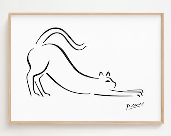 Picasso Cat Line Art Print: Minimalist Cat Sketch (Digital Download)