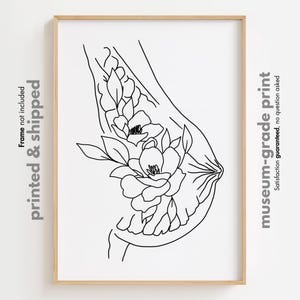 Floral Brust Poster, feministische Art Print, Geschenke für Mama, Schwangerschaft Kunst Obgyn, Brust Wand Poster, Cancer Survivor Geschenk, Brustdrüse Art