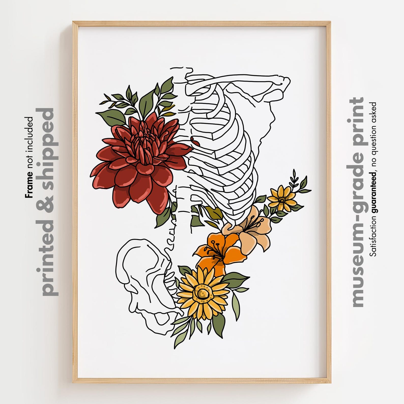 Floral Rib Cage Anatomy Art Print: Medical Decor - Etsy