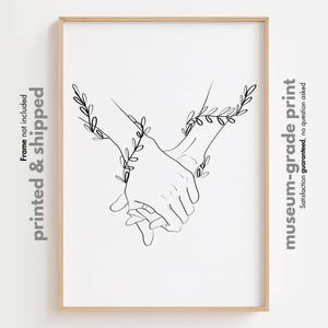 Couple Holding Hands Line Art Print, Minimalist Hands Line Drawing, Female Hands Poster, Hand Line Sketch, Simple Hand Drawing, Bedroom Art