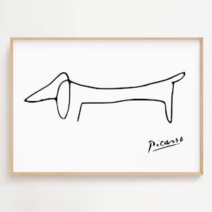 Picasso Dog Print Picasso Animal Art Picasso Line Drawing Nowoczesny Picasso Sketch Minimalistyczny plakat z psem Grafika liniowa Pies do druku Pozioma sztuka