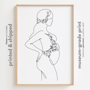 Blumen Schwangerschaft Kunst Poster, Frau Körper Line Art, schwangere Frau Druck, Mutter zu sein Wandkunst, Schwangerschaft Wanddekor, Blumen Mutterschaft Kunstwerk