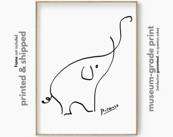 Picasso Elephant Line Drawing, Abstract Elephant Print, Picasso Animal Sketch, Elephant Art Poster, Animal Line Drawing, Minimal Nursery Art