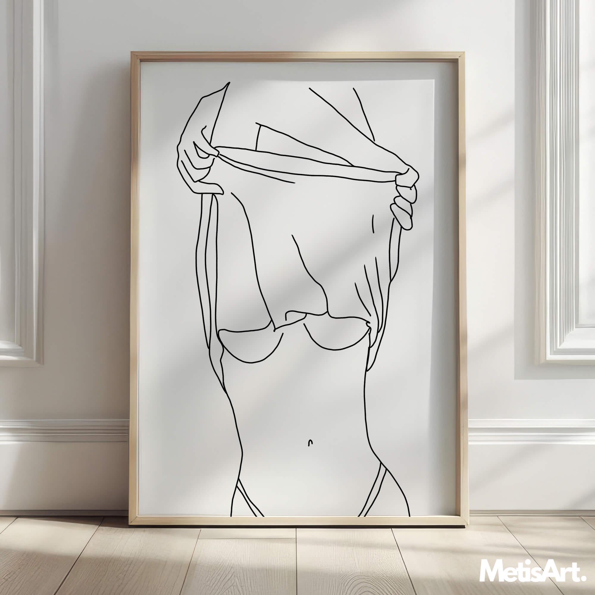 Minimalist Woman Figure Line Art Print - Sexy Bedroom Bathroom Wall ...