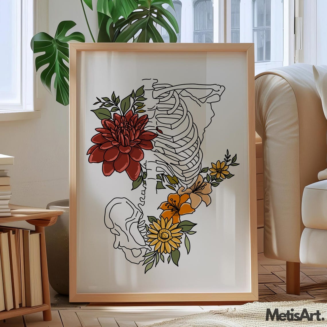 Floral Rib Cage Anatomy Art Print: Medical Decor - Etsy