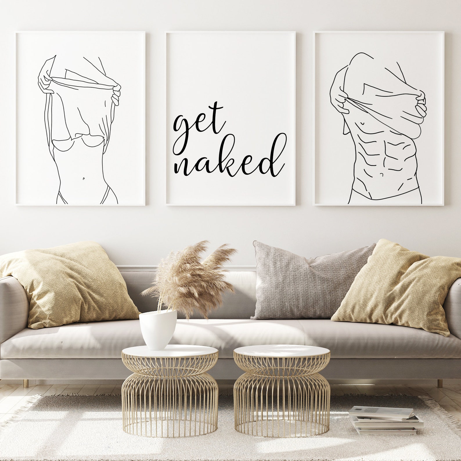 Get Naked Woman and Man Line Art Get Naked Couple Wall Art Etsy