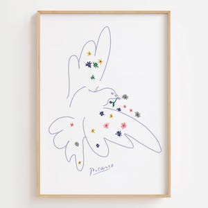 Picasso Dove of Peace Print: Colorful Line Art, Nursery Wall Decor