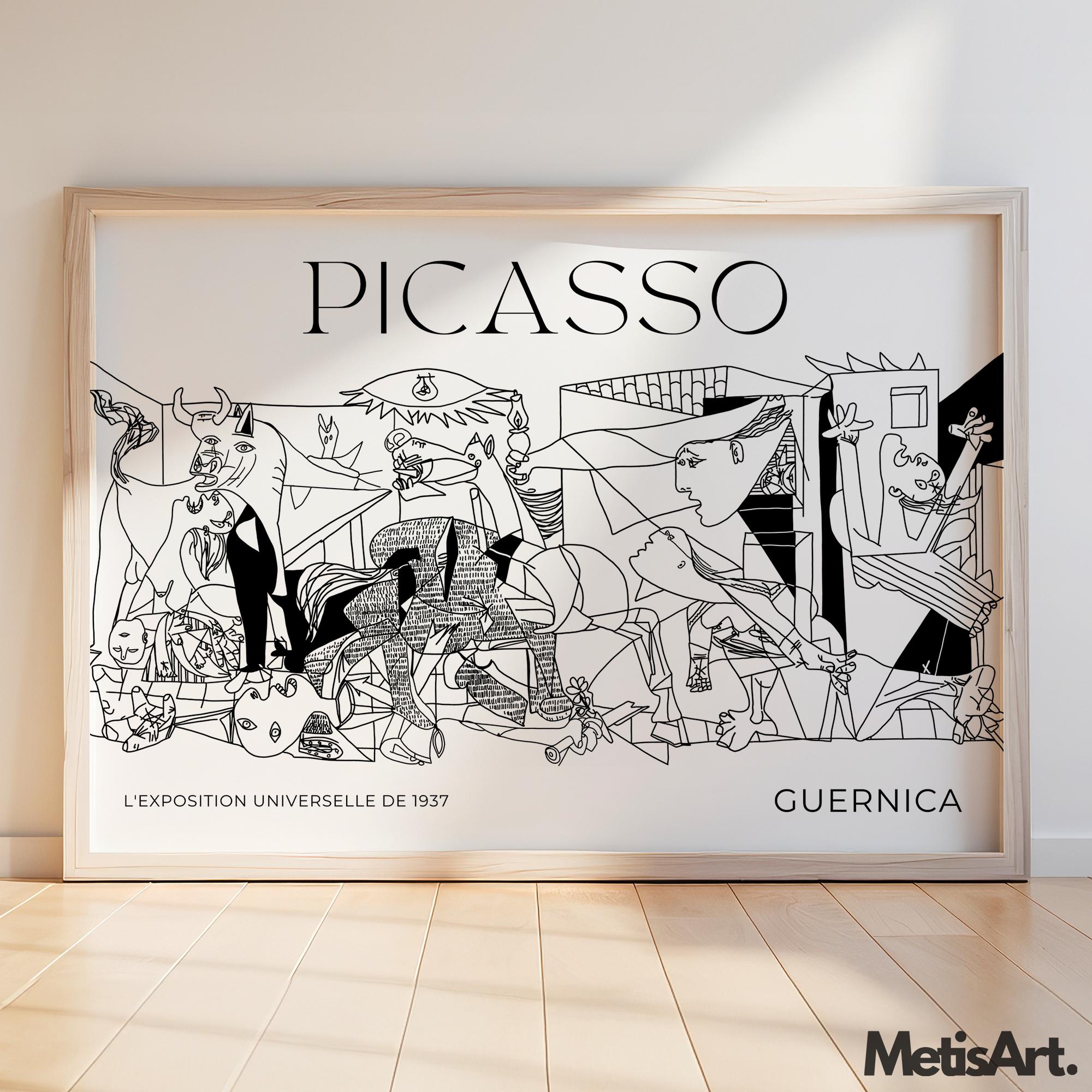 Picasso Guernica Art Print - Black White Cubist Exhibition Poster
