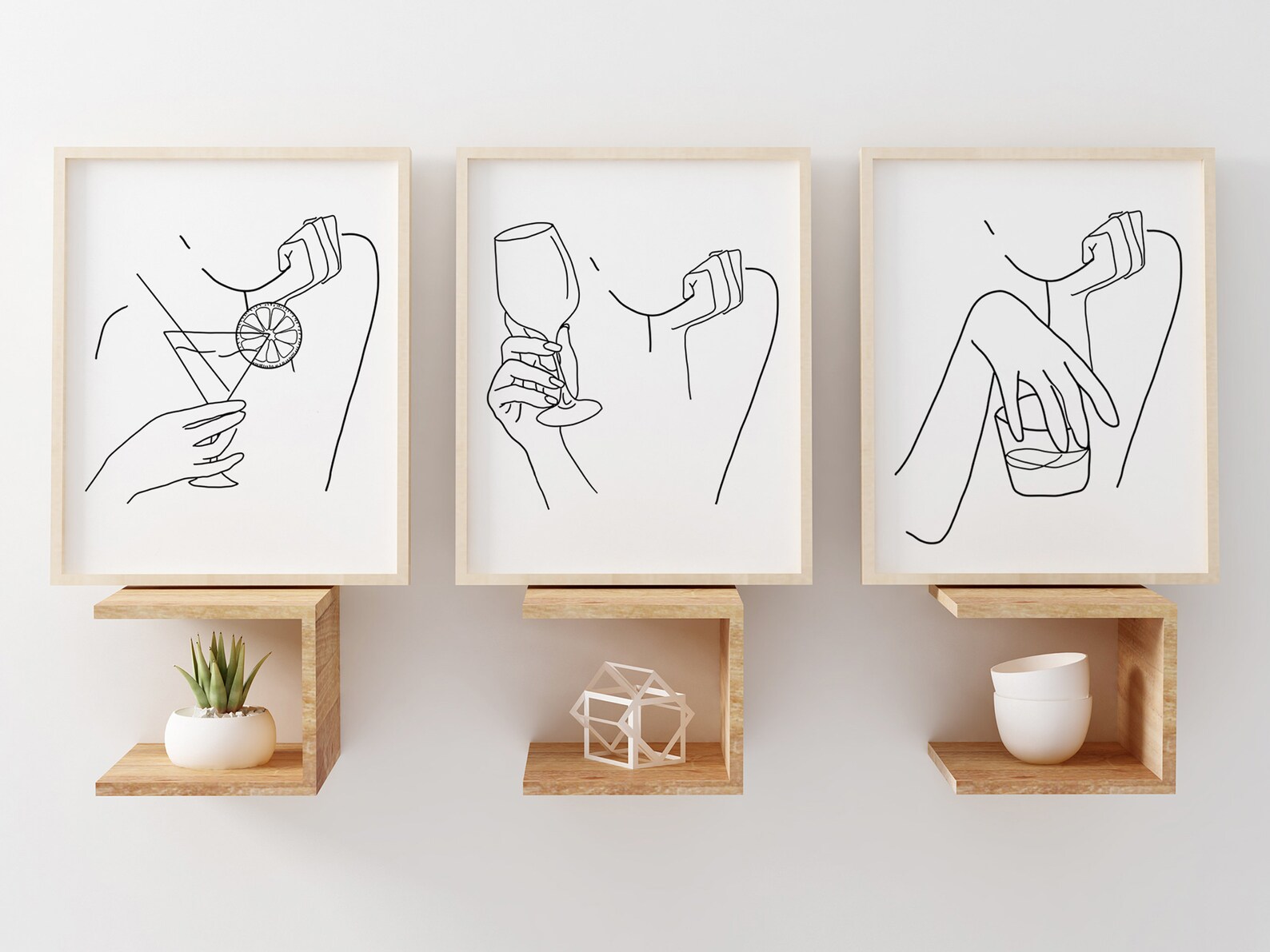Minimalist Alcohol Line Art Print Set Bar Gallery Wall Art - Etsy