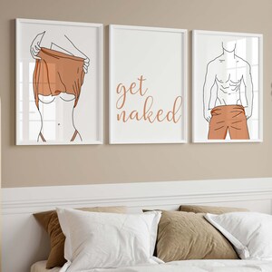 Couple Get Naked Wall Art, Bathroom Art Print, Funny Couple Bedroom