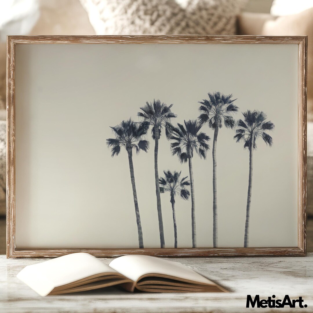 Monochrome Palm Tree Art Print - Minimalist California Coastal Wall ...