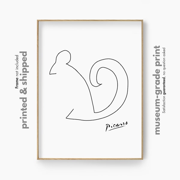 Pablo Picasso Maus Print, Maus Wandkunst, Minimalist Picasso Line Art Print, Giclee Poster Wandkunst, Surrealismus Kubismus Poster, Maus Art