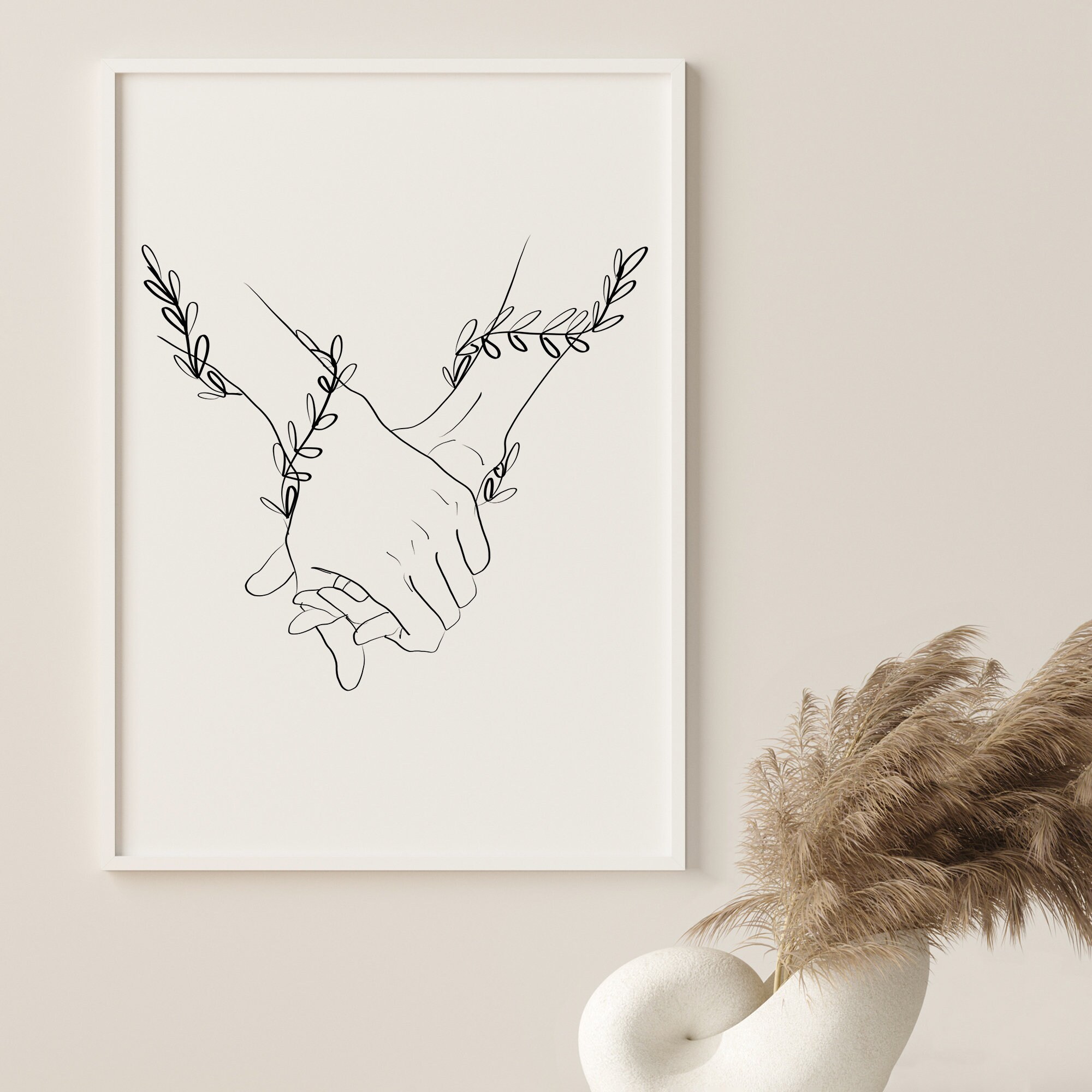 Couple Holding Hands Line Art Print Minimalist Hands Line | Etsy