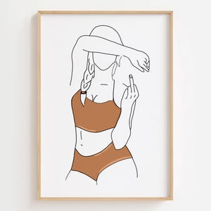 Middle Finger Woman Line Art Print: Feminist Body Poster (Digital Download)