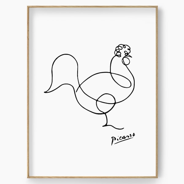 Picasso Rooster Art Picasso Inspired Single Line Art Picasso Sketch Print Line Poster Line Drawing Print Art Modern Farmhouse Wall Art