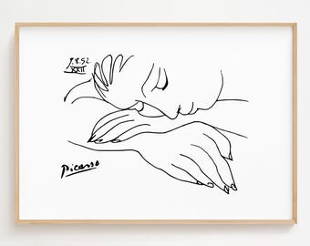 Lámina de Picasso "Mujer dormida": Arte minimalista para la pared del dormitorio