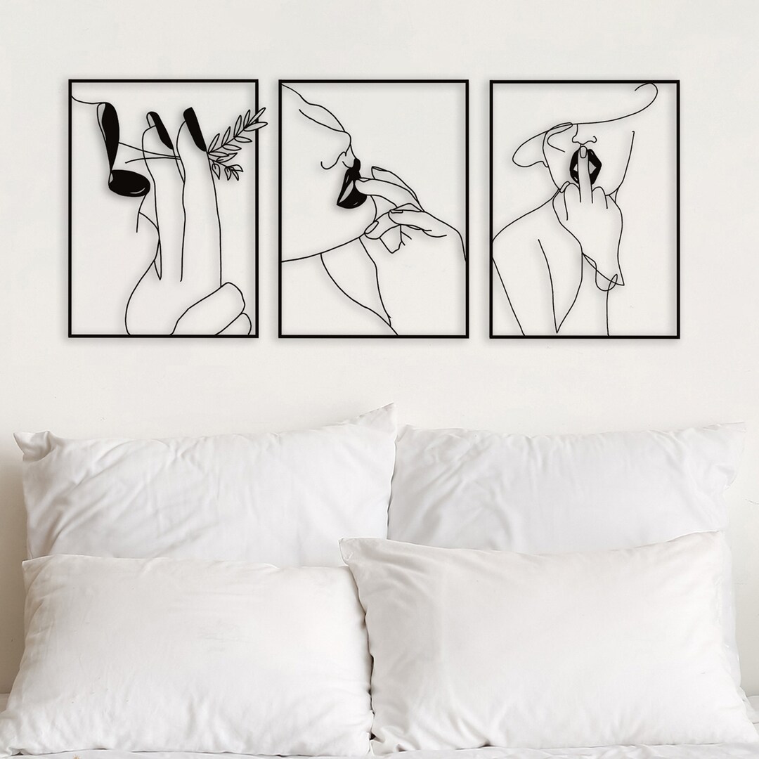 Abstract Woman Line Art: Metal Wall Decor Set of 3 - Etsy