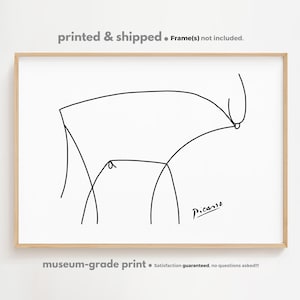Minimalist Picasso Bull Drawing, Cubism Bull Line Drawing, Pablo Picasso Sketch, Picasso Nursery Bull Wall Decor, Kids Horizontal Wall Art