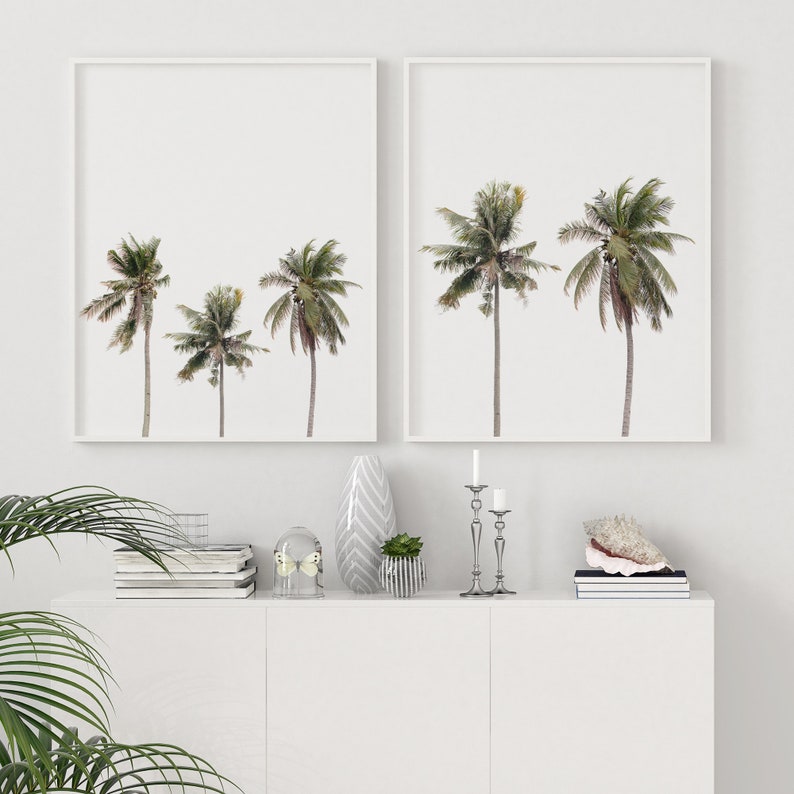 Set of 2 Prints Palm Tree Wall Art Tropical Poster Print Digital Palm Tree Poster Palm Tree Photo Tropical Wall Art Palm Tree Print