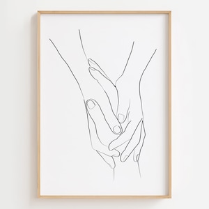 Woman Hands Print, Hands Line Art Printable, Abstract Hands Print, Continuous Line Drawing, Hand Poster, Minimalist Print, Couple Hands Art